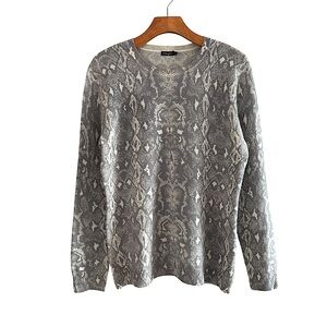 J. McLAUGHLIN 100% Cashmere Phyton Printed Sweater Size M